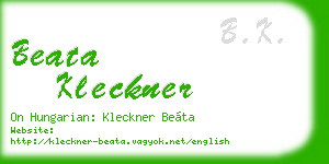 beata kleckner business card